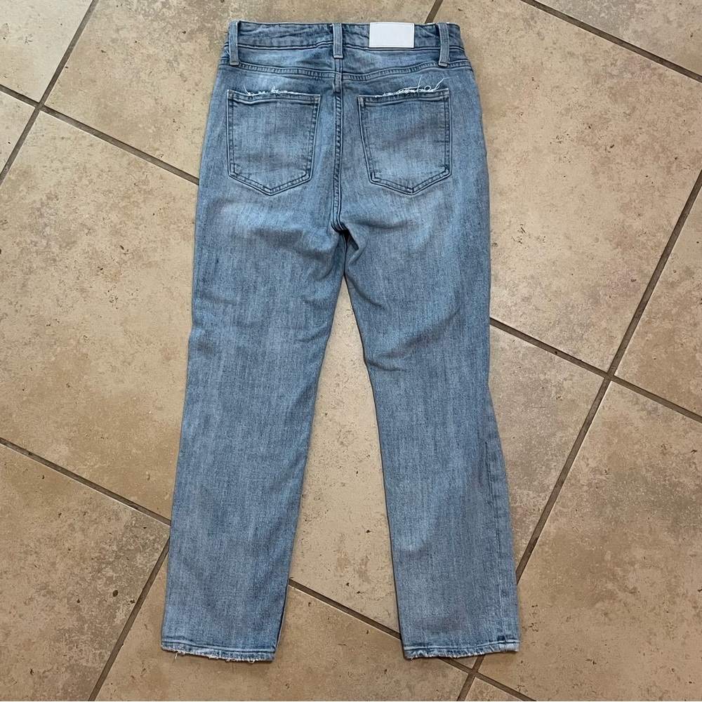 Pistola Straight Leg Jeans Size 26 Light Wash Mid Rise Y2K Distressed Denim - Picture 6 of 10